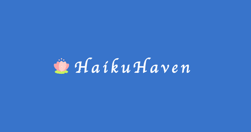 A logo of the word haikuhaven and a lotus flower