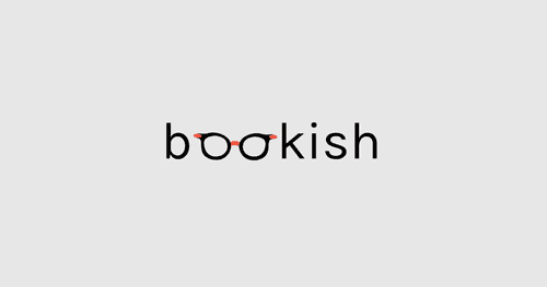A logo of the word bookish and a pair of glasses